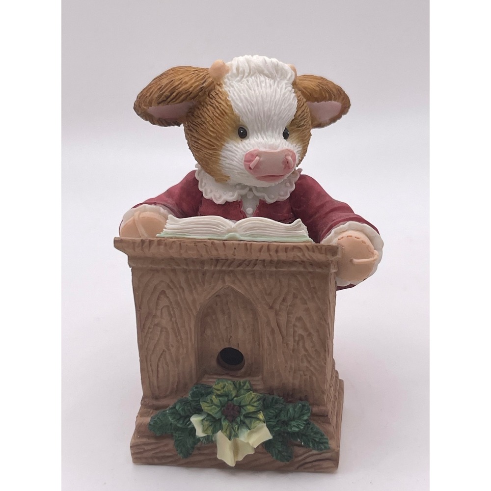 Enesco Marys Moo Moos Singing Moo Praises Cow Figurine 85MM501 Vintage 1998